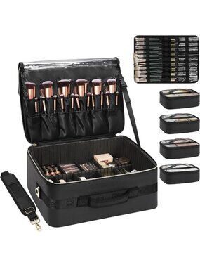 Extra Large Makeup Bag & Train Case - Professional Organizer for Beauty